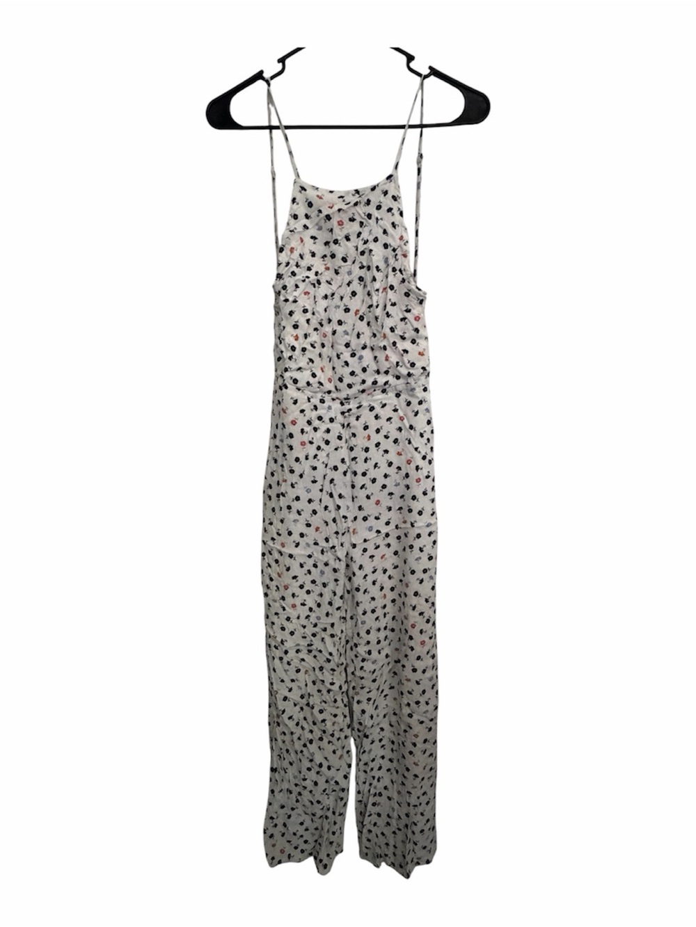 Olivaceous White Floral Spaghetti-Strap Jumpsuit